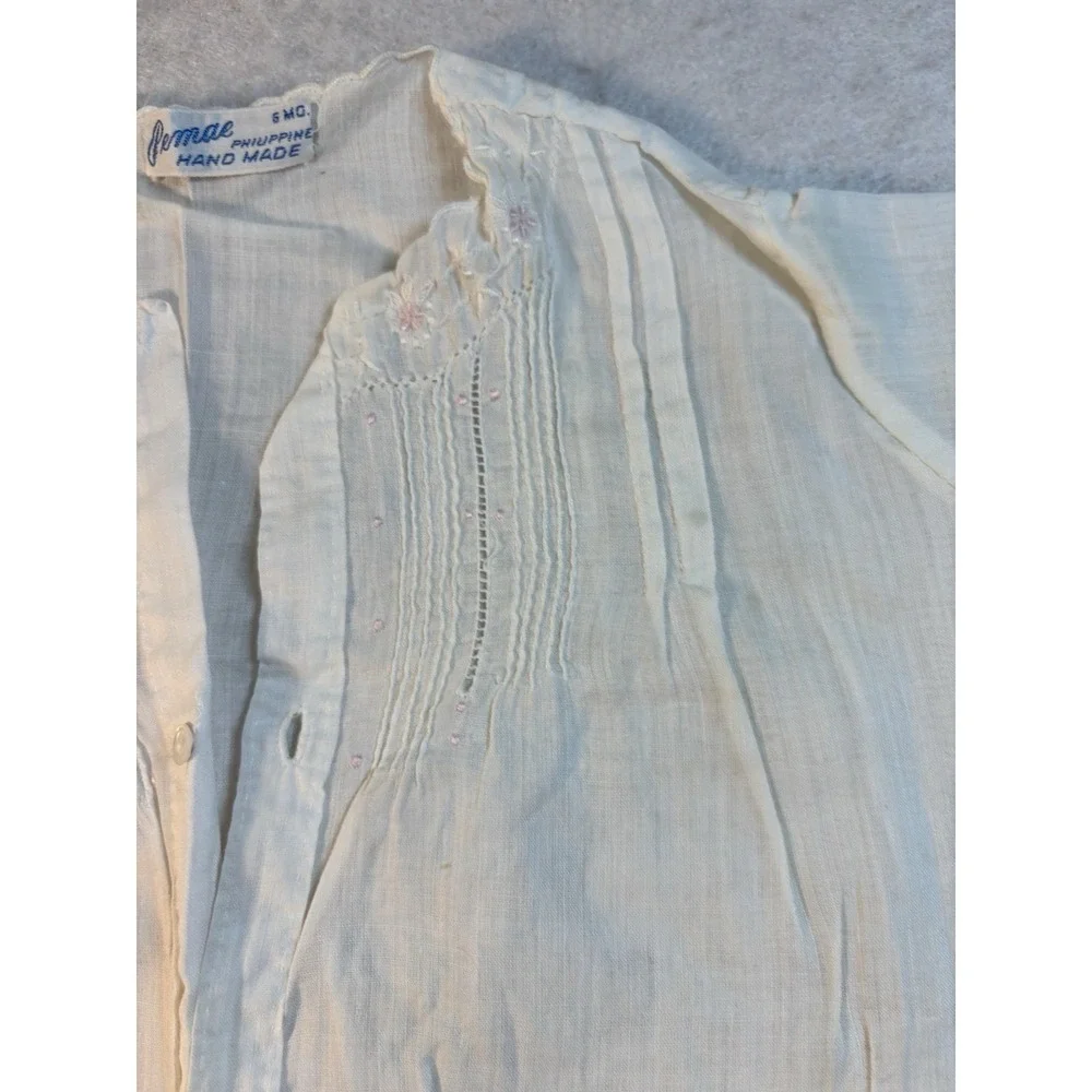 Vintage Baby 6 Months Day Gown‎ And Cotton Shift With Hand Embroidery 2Pc